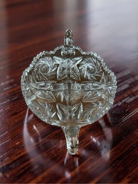 Cut Crystal Three-Legged Candy Dish - Clear